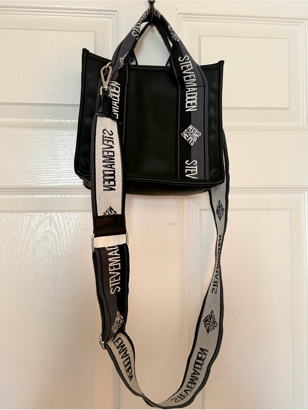 Steve Madden Black Crossbody Bag with Logo Strap